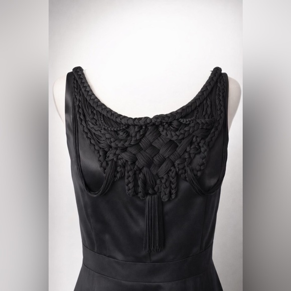 Nanette Lepore Silk Cocktail Midi Dress, silk cord braided detail, pockets, 8 - Picture 6 of 11